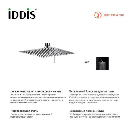 Душевая насадка верхняя квадратная IDDIS (00520SSI64)